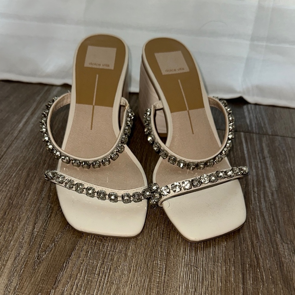 Dolce Vita Cream Wedge Shoes with Metallic Studs